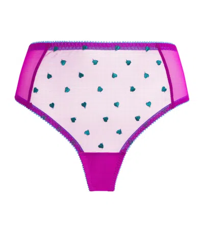 Dora Larsen Mabel Heart Embroidered High-waisted Briefs In Purple