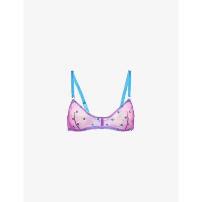 Dora Larsen Mabel Tulle Heart Embroidered Half Bralette In Embroidery