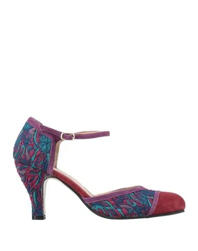 Dora Woman Pumps Purple Size 6 Textile Fibers, Leather
