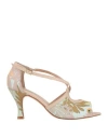 Dora Woman Sandals Beige Size 8 Leather, Textile Fibers