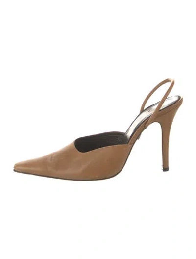 Pre-owned Dorateymur Leather Slingback Pumps In Neutral