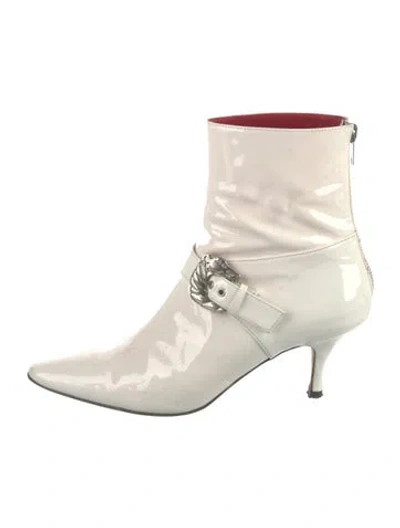 Pre-owned Dorateymur Patent Leather Boots In White