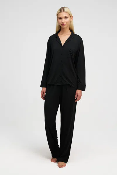 Dore & Rose Long Tencel Pj Set In Black
