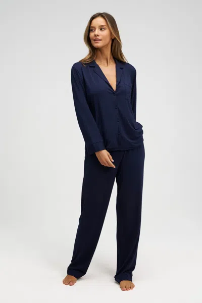 Dore & Rose Long Tencel Pj Set In Blue