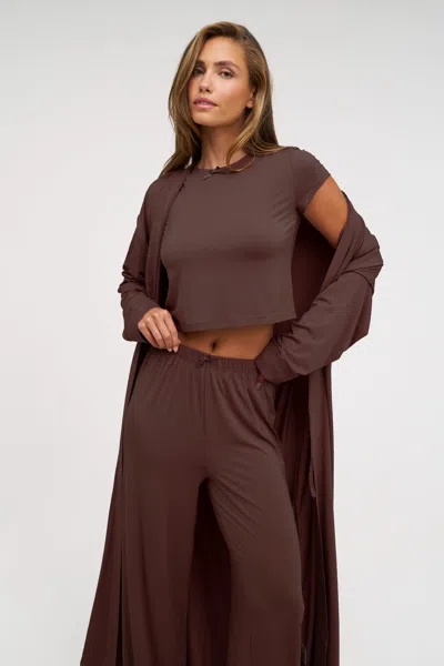 Dore & Rose Long Tencel Robe In Brown