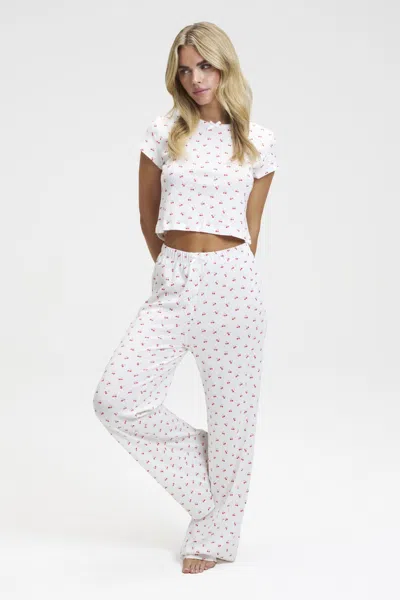 Dore & Rose Pointelle Baby Tee And Pants Set - Cherry Print