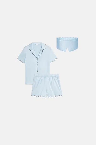 Dore & Rose Scalloped Silk Bundle In Blue