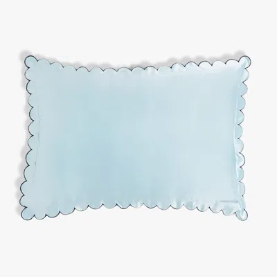 Dore & Rose Scalloped Silk Pillowcase In Blue