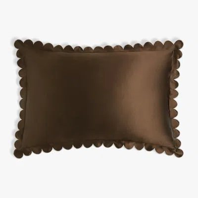 Dore & Rose Scalloped Silk Pillowcase In Brown