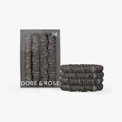 Dore & Rose Silk Scrunchies In Black
