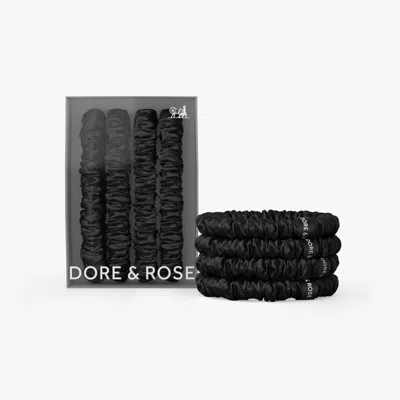 Dore & Rose Silk Scrunchies In Black