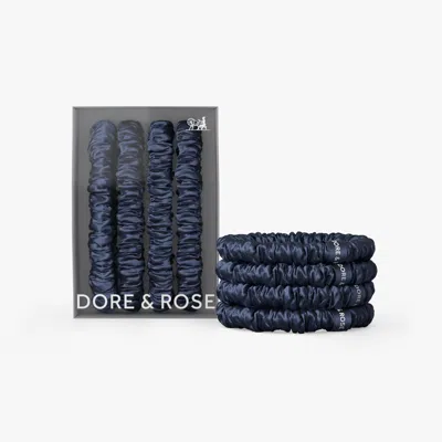 Dore & Rose Silk Scrunchies In Blue