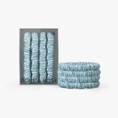Dore & Rose Silk Scrunchies In Blue