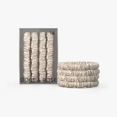 Dore & Rose Silk Scrunchies In White