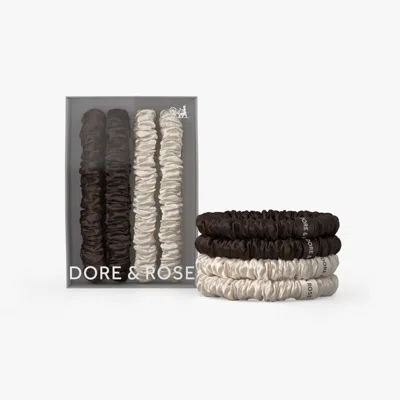 Dore & Rose Silk Scrunchies In White