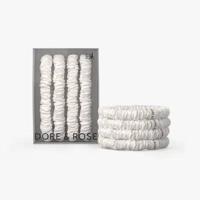 Dore & Rose Silk Scrunchies In White