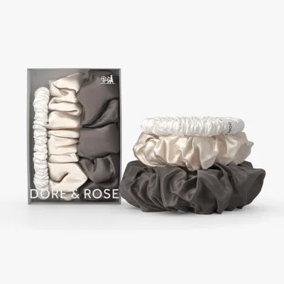Dore & Rose Silk Scrunchies In White