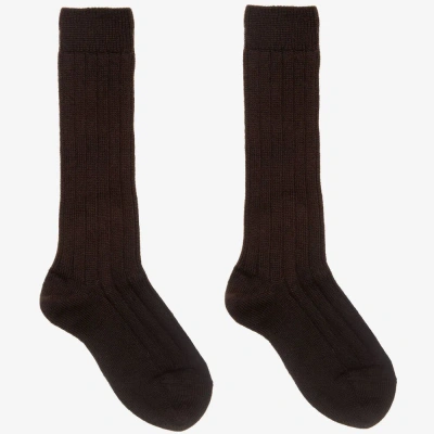 Dore Dore Kids' Brown Wool & Cotton Long Socks