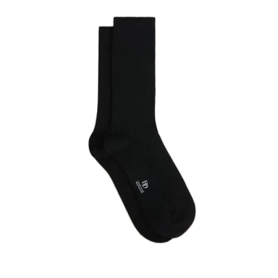 Dore Dore Ribbed Crew Socks In Black