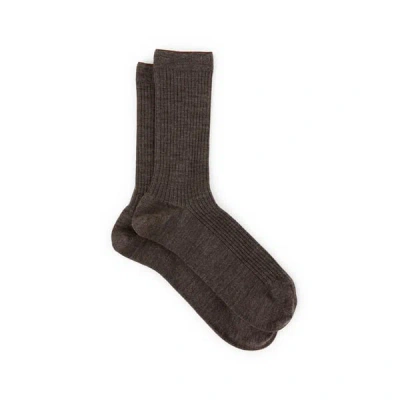 Dore Dore Chaussettes Mi-hautes En Laine Mérinos In Brown