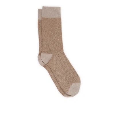 Dore Dore Herringbone Mid-calf Socks In Brown