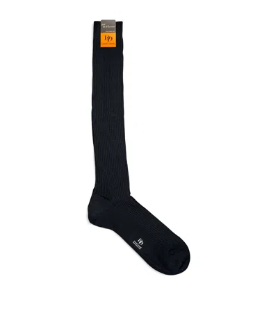 Dore Dore Long Cotton Rib-knit Socks In Navy