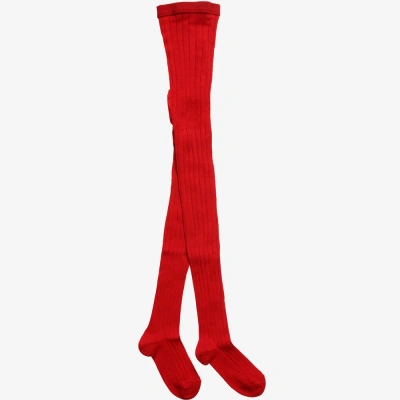 Dore Dore Luxury Red Cotton Ribbed Tights