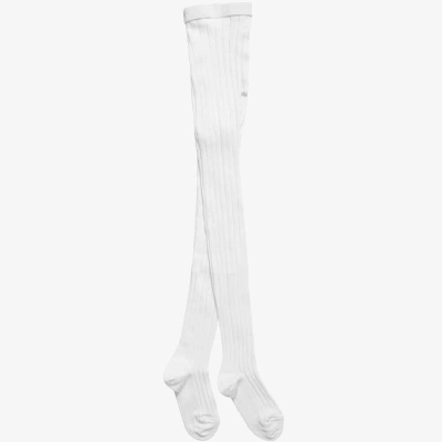 Dore Dore Babies' Luxury White Cotton Ribbed Tights
