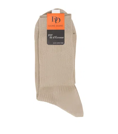 Dore Dore Doré Doré Mercerised Cotton Ribbed Socks In Brown