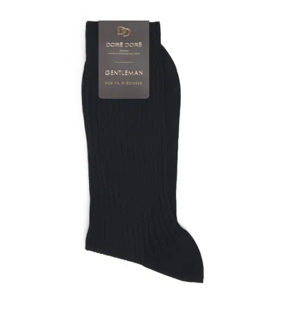 Dore Dore Doré Doré Mercerised Cotton Ribbed Socks In Black