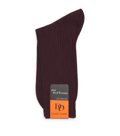 Dore Dore Doré Doré Mercerised Cotton Ribbed Socks In Burgundy