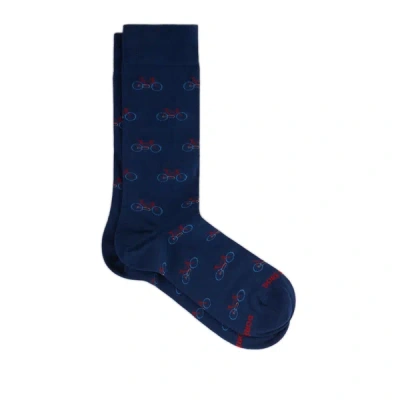 Dore Dore Printed Cotton Socks In Blue