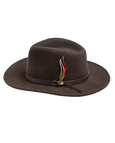 Dorfman Pacific Men's Crushable Felt Outback Hat In Chocolate In Brown
