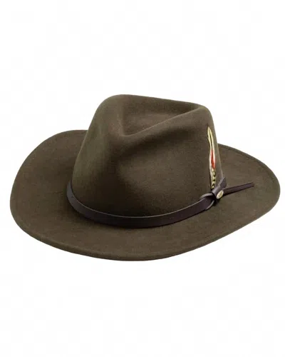 Dorfman Pacific Men's Crushable Felt Outback Hat In Olive In Green