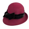 Dorfman Pacific Scala Women's Adjustable Wool Felt Cloche With Velvet Bow In Burgundy