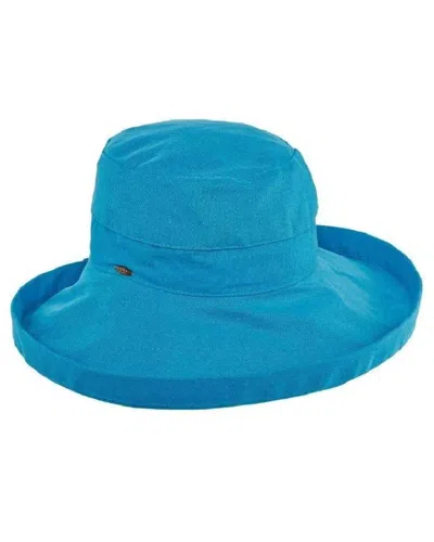 Dorfman Pacific Women's Cotton Big Brim Hat In Turquoise In Blue