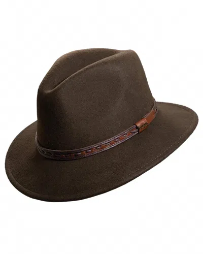 Dorfman Pacific Women's Safari With Leather Crushable Hat In Olive In Brown