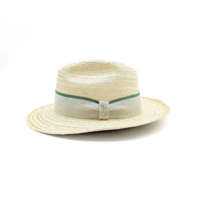 Doria 1905 Men's Neutrals Herringbone Panama Hat With Medium Brim