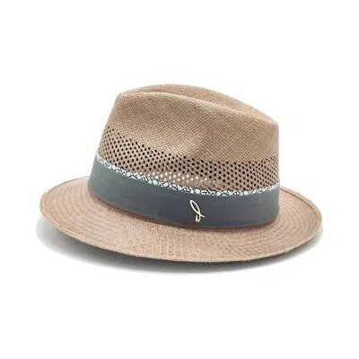 Doria 1905 Men's Neutrals Joshi Panama Hat - Oat Semicalado In Gray/yellow