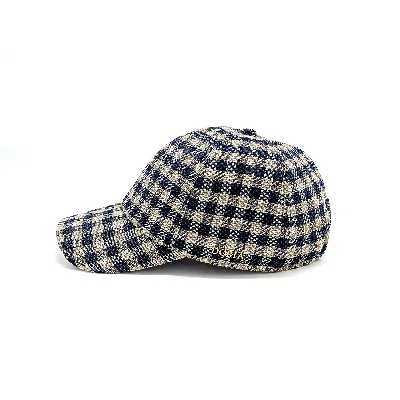 Doria 1905 Men's Tweed Check Fabric Baseball Cap In Blue