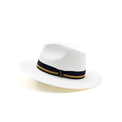 Doria 1905 Men's White Fine Panama Hat With Flat Brim