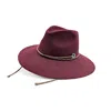 Doria 1905 Women's Negroamaro Red Smooth Lapin Felt Wide Brim Hat With Icon Ring And Leather Lace In Red