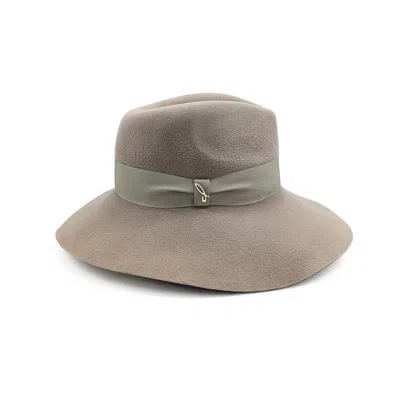 Doria 1905 Women's Neutrals Neutral Velour Lapin Felt Wide Brim Drop Hat In Multi