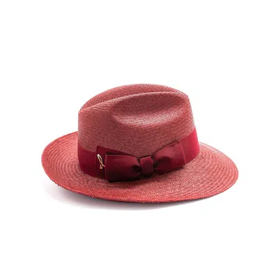 Doria 1905 Women's Red Doria Medium Brim Panama Hat With Bow