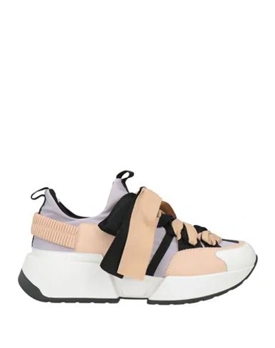 Doria Maria Woman Sneakers Beige Size 6 Leather, Textile Fibers In Multi