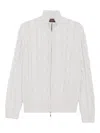 Doriani Cashmere Cable-knit Zip-up Cardigan In Neutral