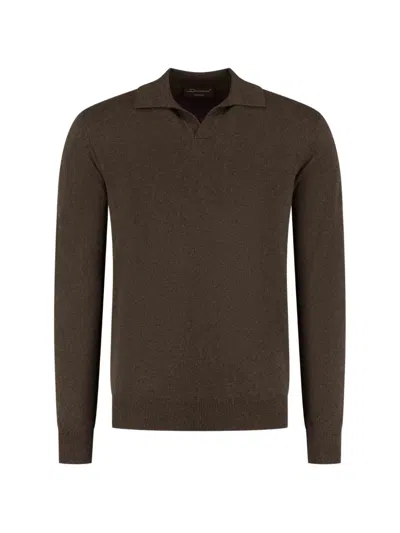 Doriani Cashmere Long-sleeve Polo Shirt In Brown