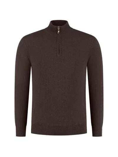 Doriani Cashmere Quarter-zip Knitted Sweater In Brown