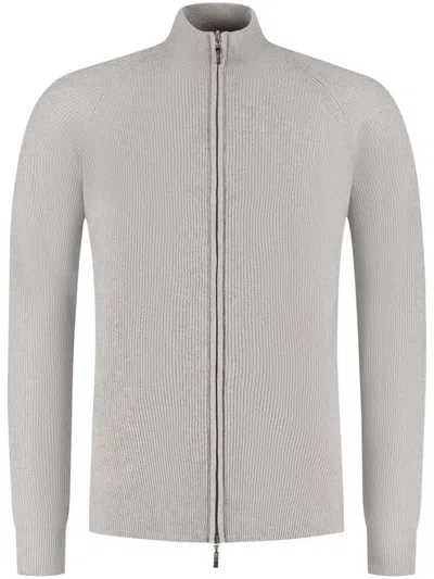 Doriani Cashmere Ribbed Cardigan In 灰色
