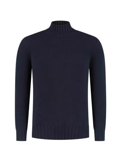 Doriani Cashmere Ribbed-knit Mock-neck Sweater In Blue